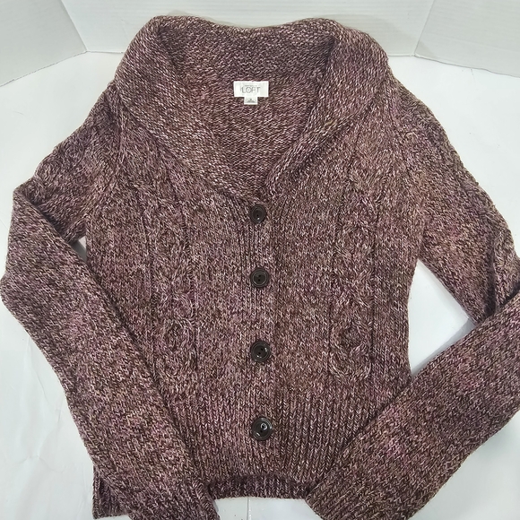 Ann Taylor Marled Purple Button-Up Cardigan - Picture 9 of 16